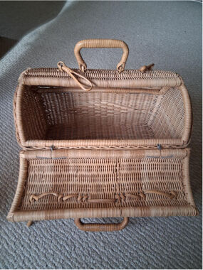 Vintage wicker pet carrier
